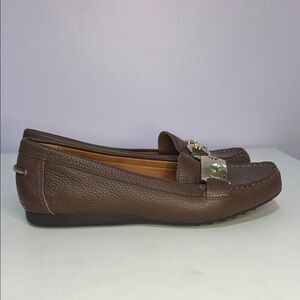 Kate Spade Brown Leather Loafers with Metal Detail